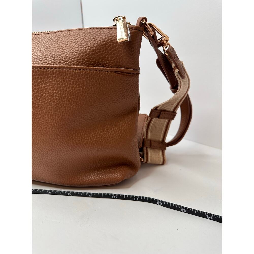 Anne Klein Crossbody Bag Purse Leather Logo Adjustable Straps Accessories Brown - Picture 6 of 9